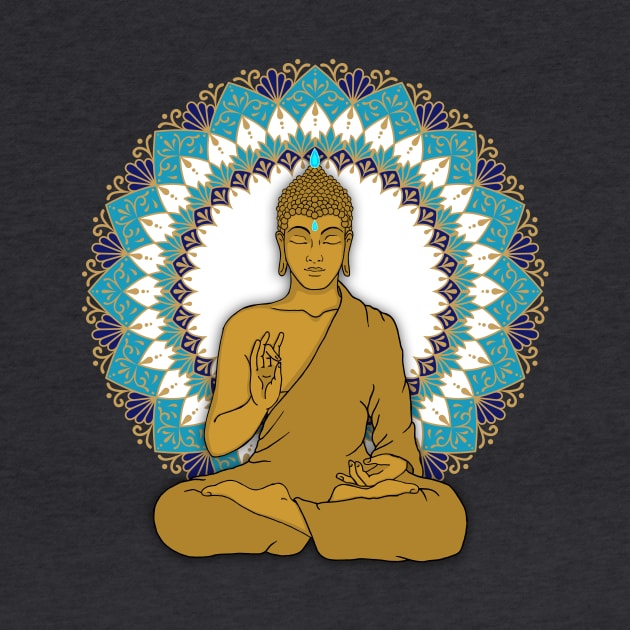 Mandala Abhaya Mudra Golden Buddha by MandalaSoul